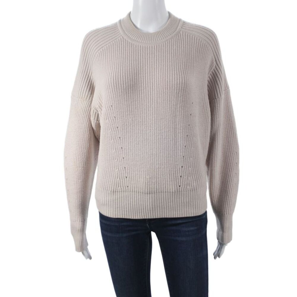 Etoile Isabel Marant Womens Pullover Merino Crew Neck Long Sleeve Beige Size 34